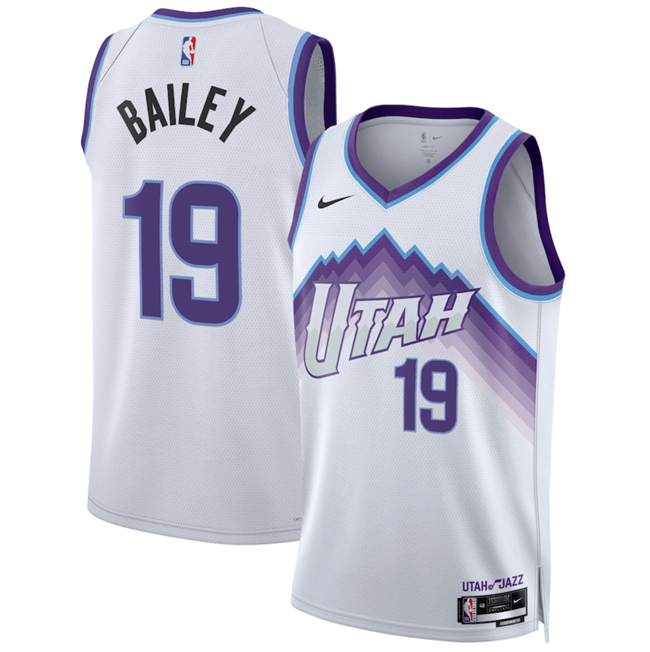 Men's White Utah Jazz #19 Ace Bailey 2025 Association Edition Stitched Basketball Jersey